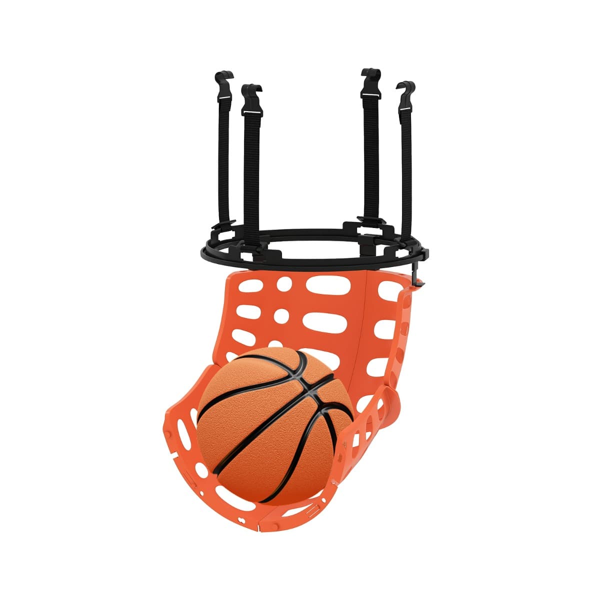 CostwayAccessoire de Retour de Panier de Basketball Rebondisseur de Panier Rotatif à 360° avec 4 Crochets Système de Retour de Balle Noir