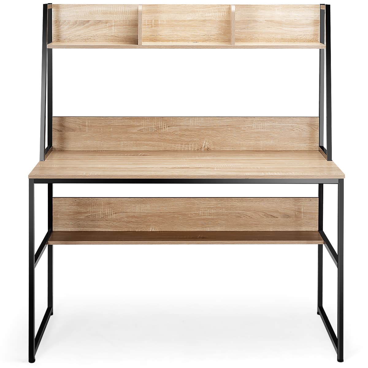 Bureau avec Niche et Bibliothèque Table d'Étude de 120 Cm Table de Travail pour Ordinateur Portable