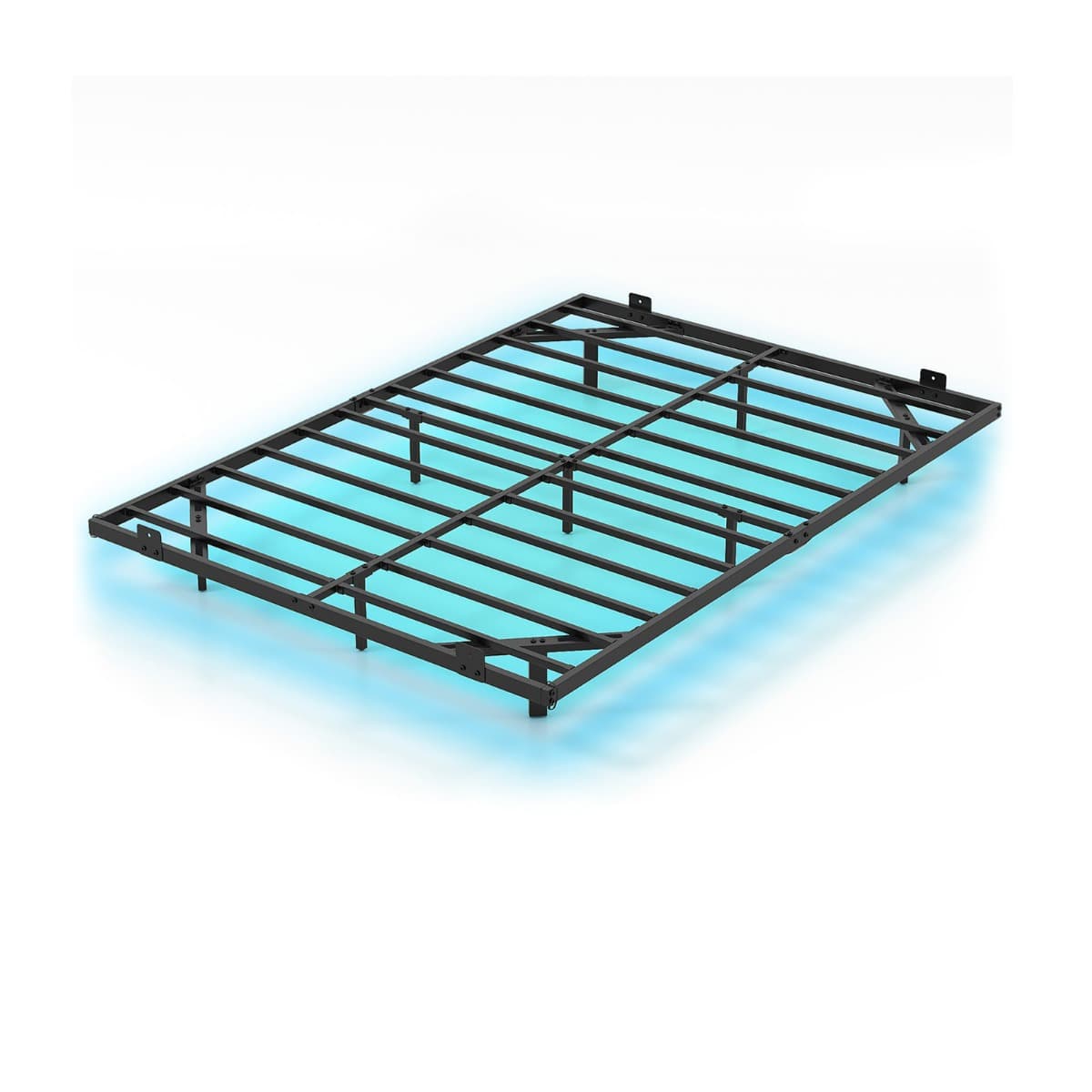 CostwayCadre de Lit Flottant Double avec Éclairage LED Lit Plateforme Métallique Moderne avec Butée Anti-Glissement 200 x 140 cm Noir
