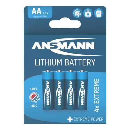 Piles lithium Ansmann Mignon, AA, Lithium Extreme, blister de 4