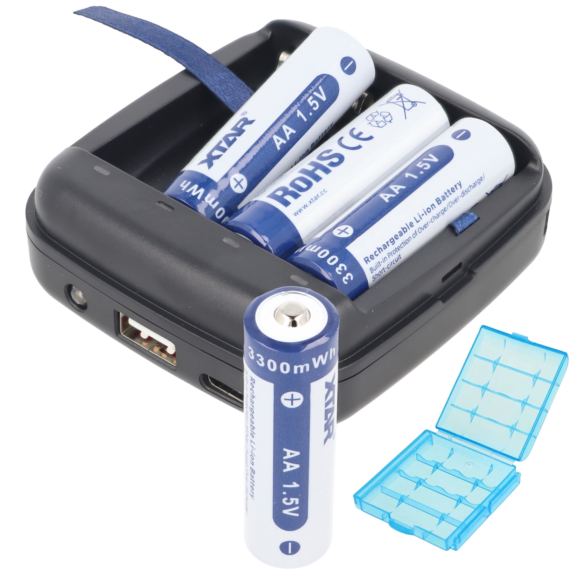 4x AA 1.5V 3300mWh batterie lithium-ion généralement 2000mAh, rechargeable avec chargeur 1.5V