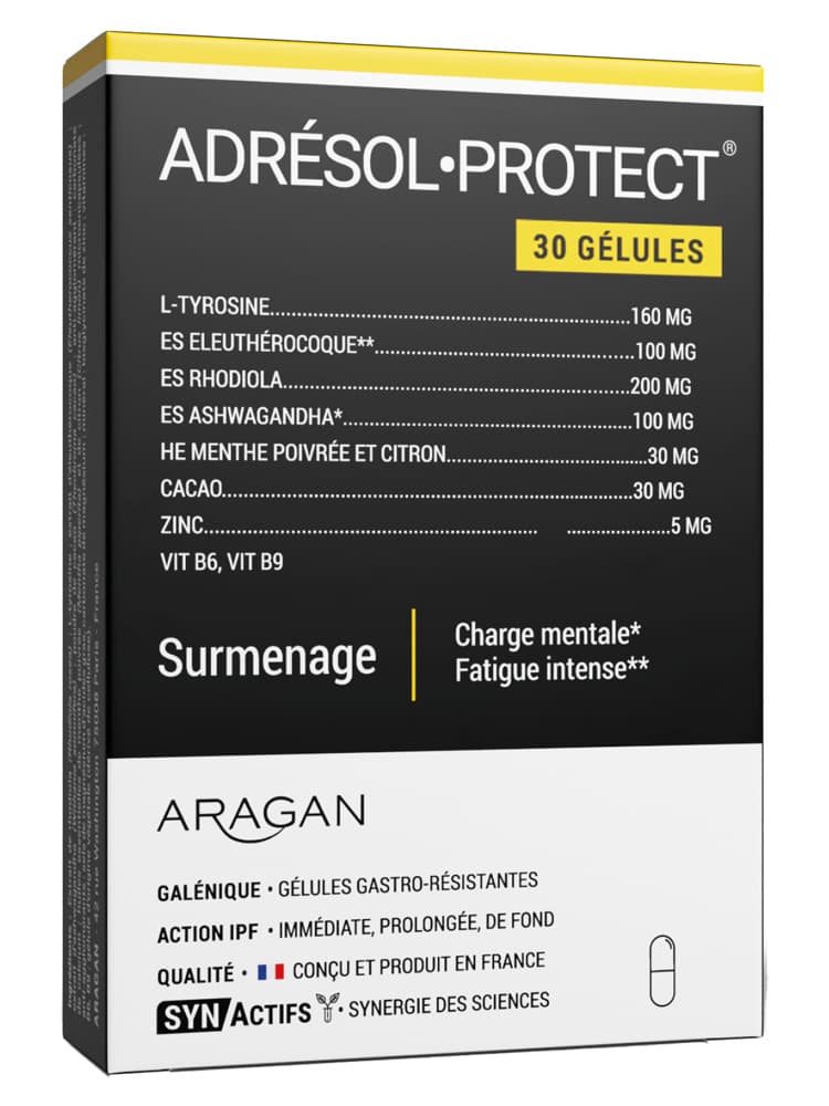 Synactifs Adresolprotect® - Surmenage & Charge Mentale - Zinc Rhodiola Ashwagandha Eleuthérocoque - 30 Gélules