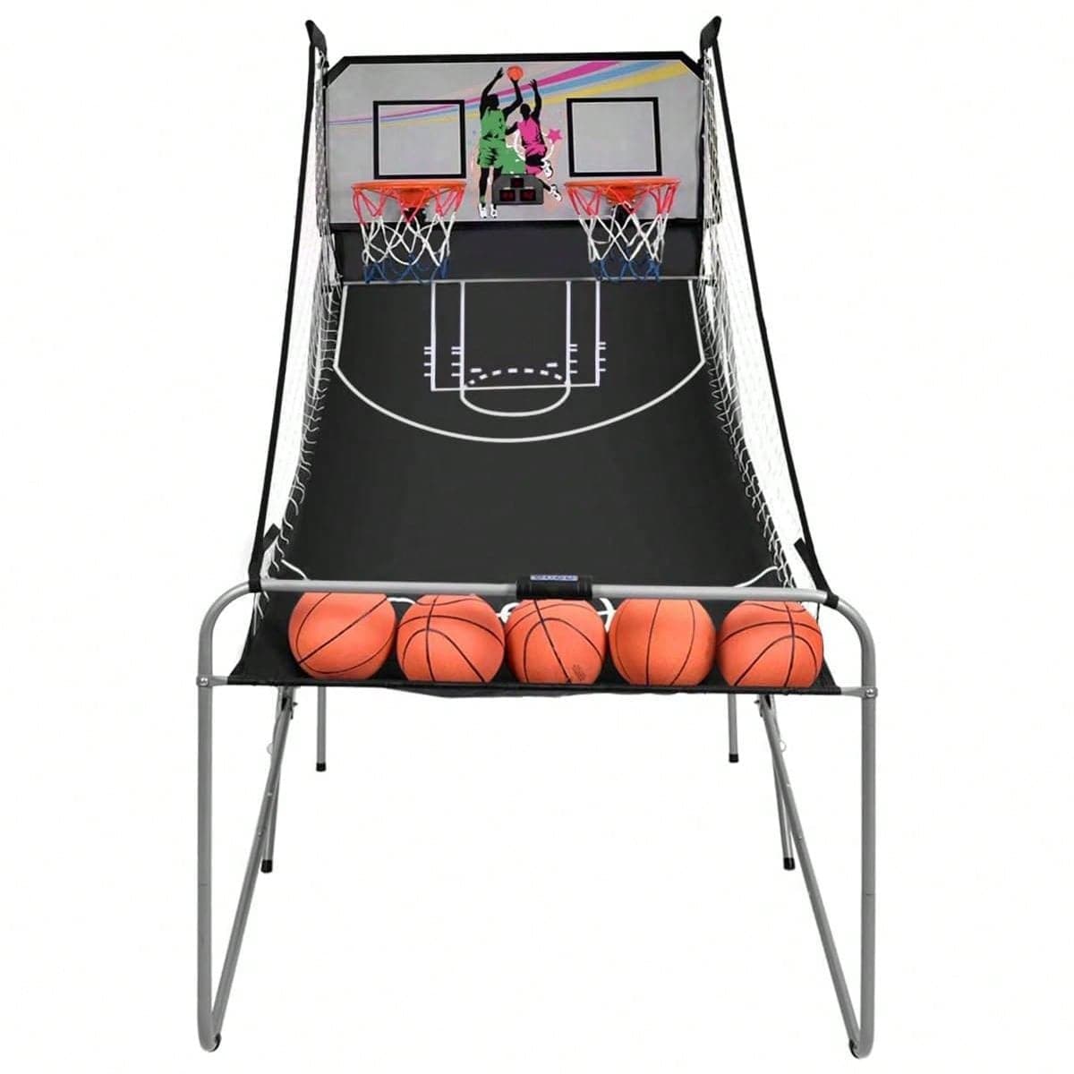 Machine de tir au basket-ball, support de basket-ball avec 4 ballons de basket-ball et pompe, panier de basket-ball pliable, support de basket-ball