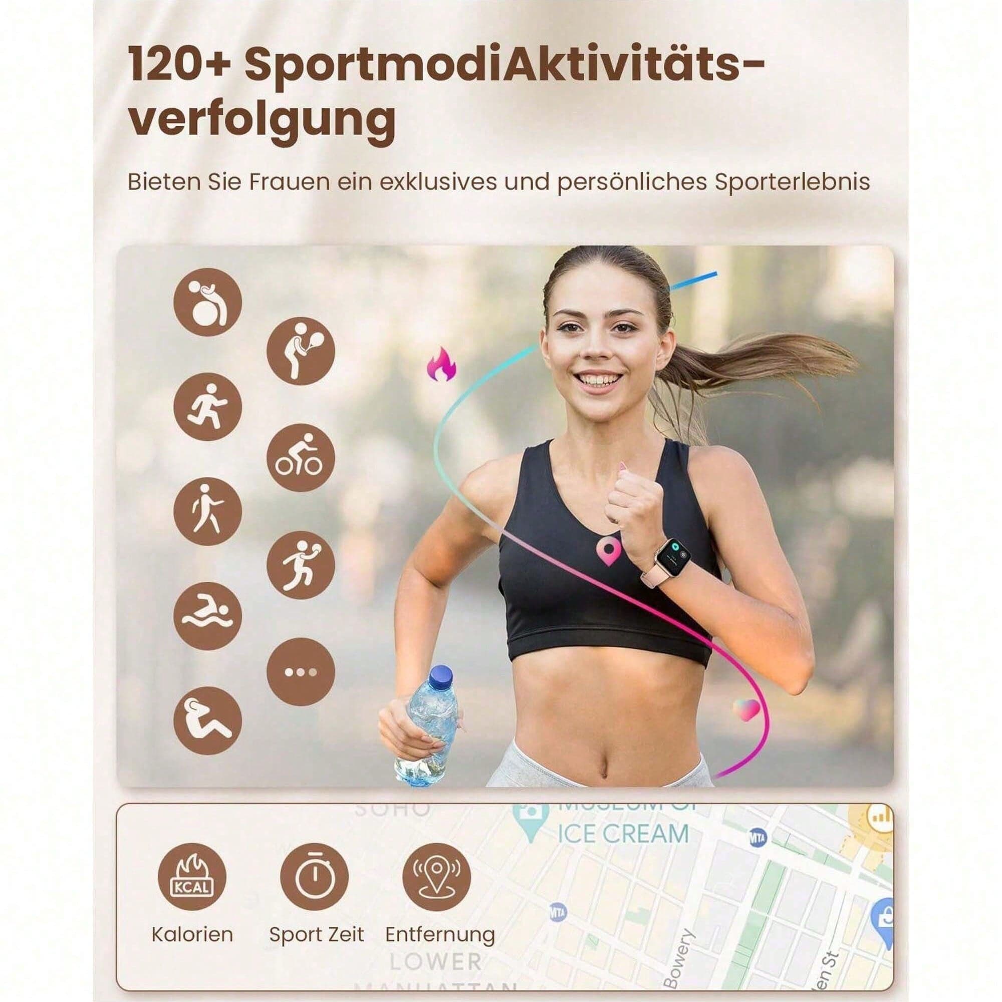 2024 Nouvelle montre intelligente pour femmes 1,91 pouces 240 * 296 Montre de suivi de la condition physique à écran tactile HD, appels sans fil HD,