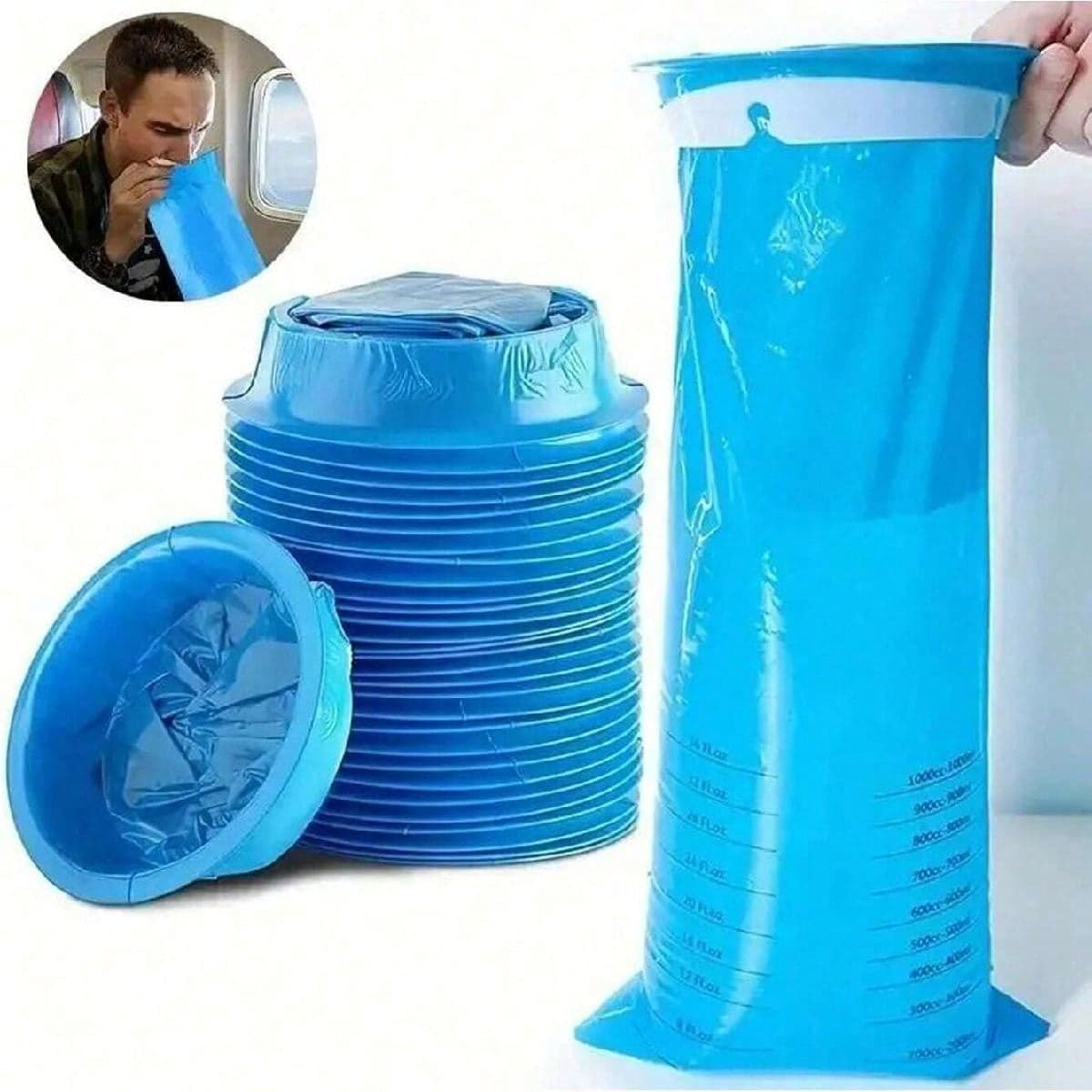 5 pièces Sacs à vomir jetables imperméables, sacs anti-nausée de voyage pour soulager le mal des transports et les nausées matinales. Sacs Ã