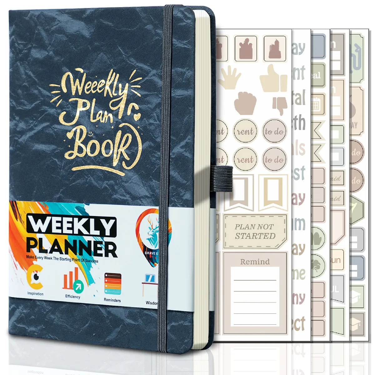 Carnet notes hebdomadaire A5 avec attache, agenda quotidien pour budget gris 5