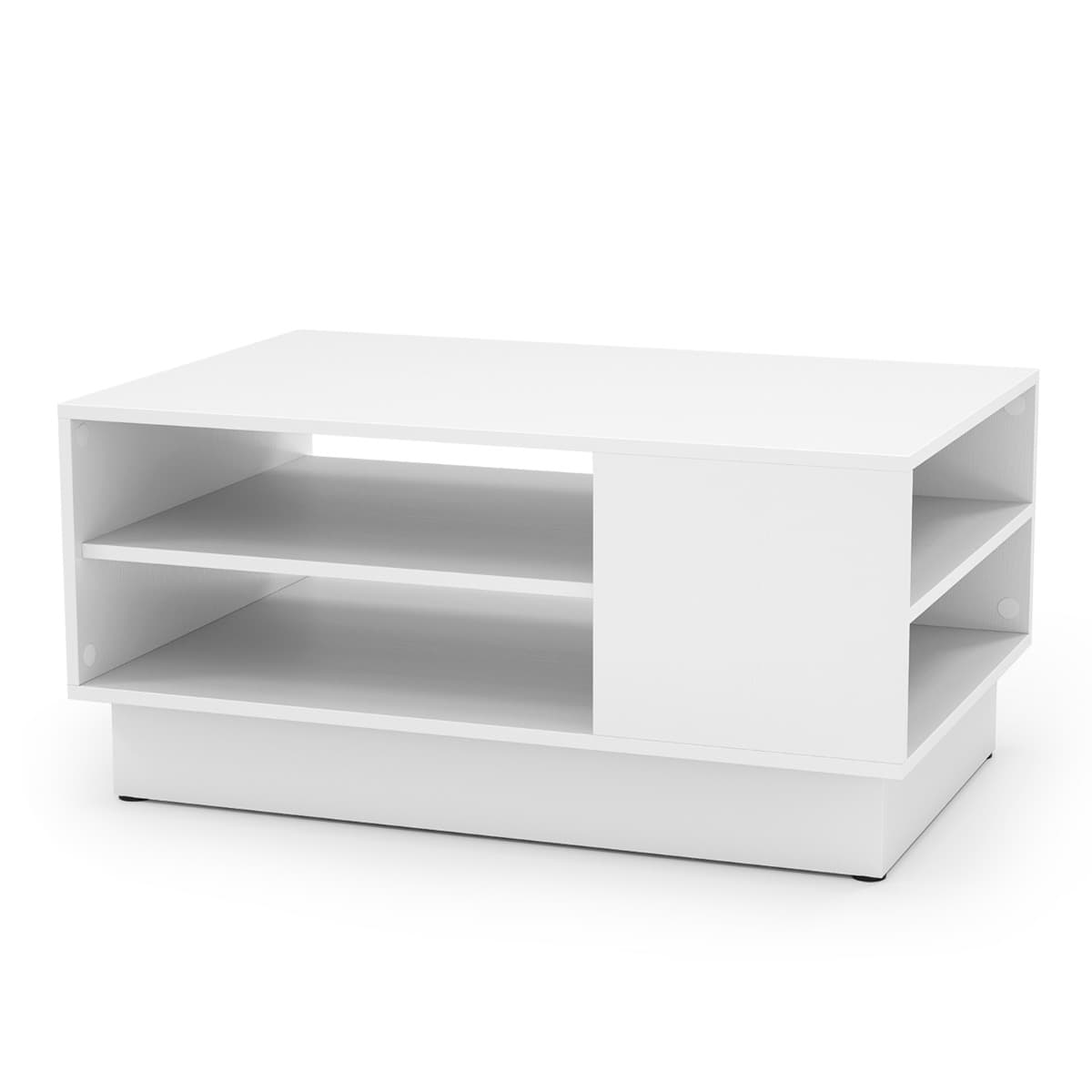 CostwayTable Basse Multifonctionnelle Style Moderne Tabled’Appoint Rectangulaire avec 2 Étagères de Rangement Ouvertes 86 x 56 x 41cm Blanc